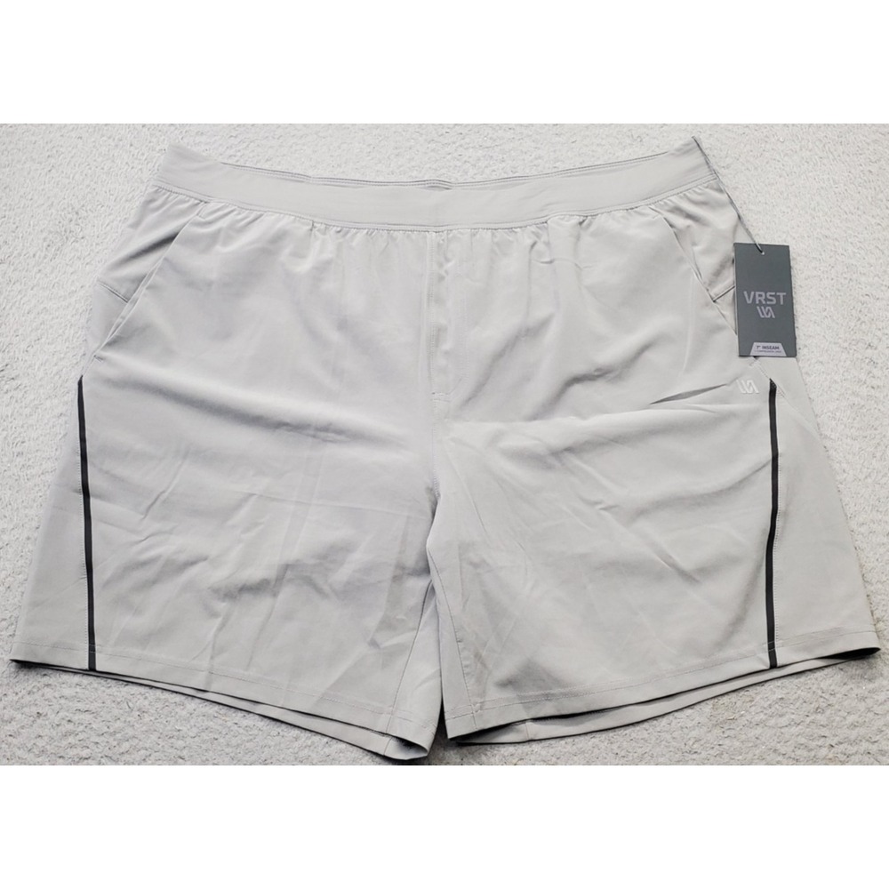 VRST Golf Running Shorts Mens 2XL Gray Compression Liner Elastic Waist 7" Inseam